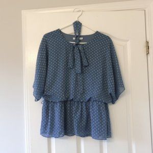 NEW Ricki's Blouse / Navy Blouse with polka dots